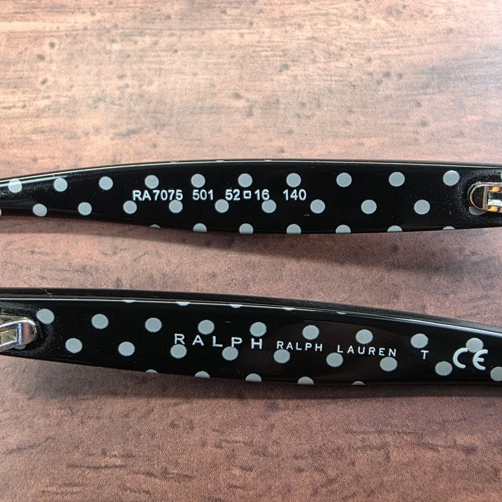 Ralph Lauren RA7075 501 Black Polka Dot Replacement Eyeglass Temples Arms 140mm
